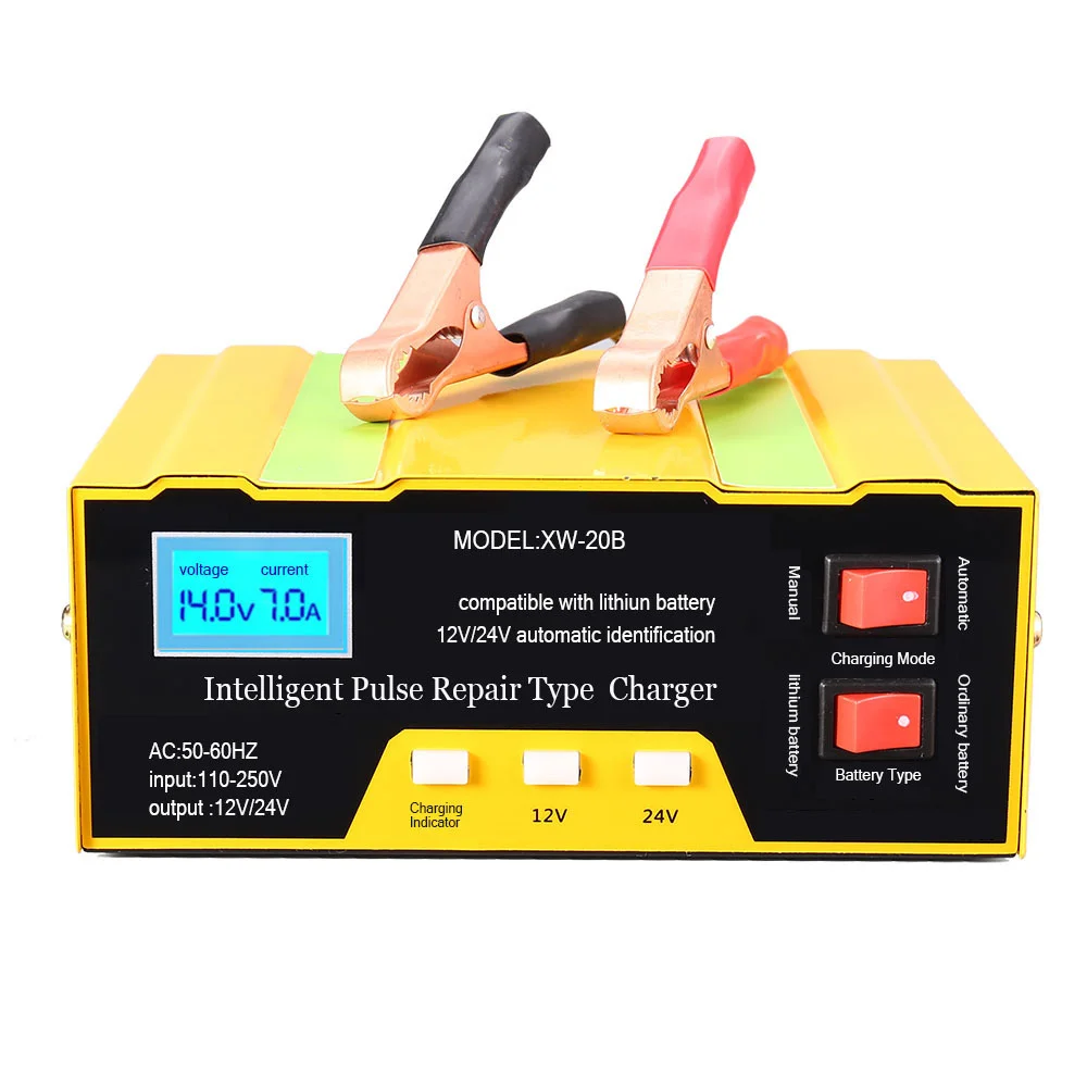 

12V 24V Battery Charger Intelligent Pulse Repair Charger Lead Acid Battery Charger with LED Display for Car Auto Motorcycle