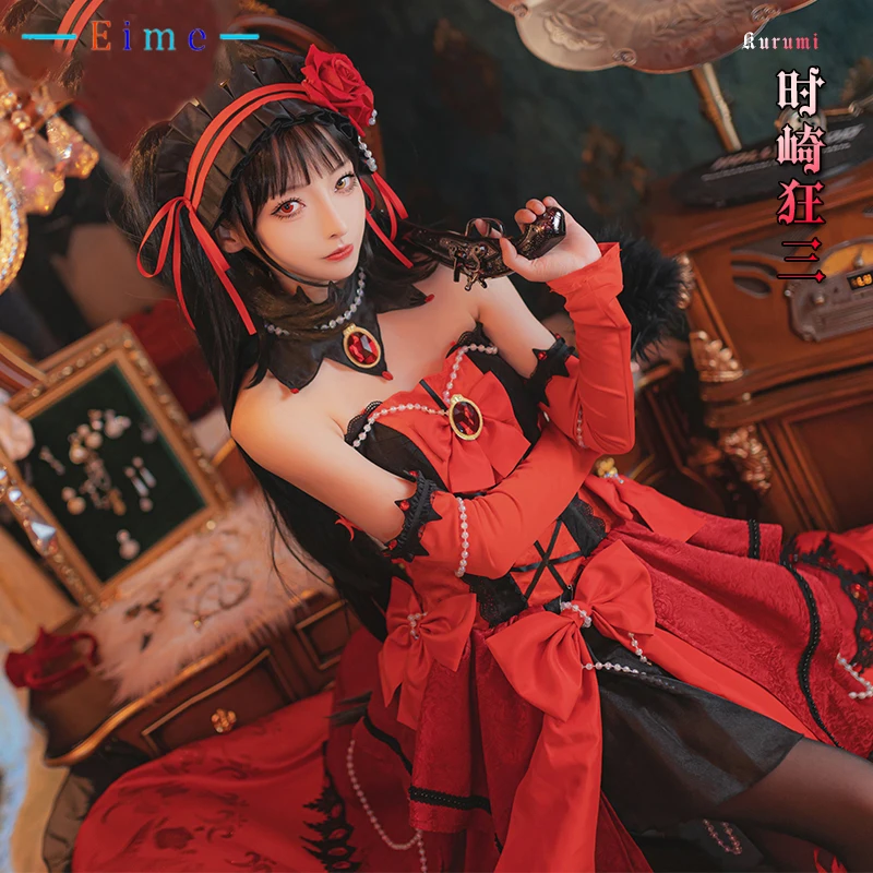 

Костюм для косплея EIME Anime DATE A LIVE Tokisaki Kurumi женское элегантное красное платье вечерний костюм на Хэллоуин Карнавальная форма на заказ