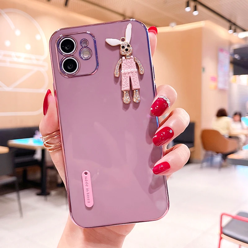 

Luxury Electroplated Diamond Rabbit Phone Case For Iphone 13 12 11 Pro Xs Max Xr X Se 2020 8 7 Plus 13pro 12pro Mini Case Cover