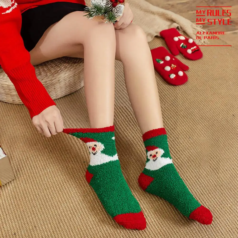 

10 Pair Coral Fleece Sleeping Socks Cute Cartoon Chri Stmas Gifts New Simple Christmas Socks Female Men Autumn Winter Warm Socks