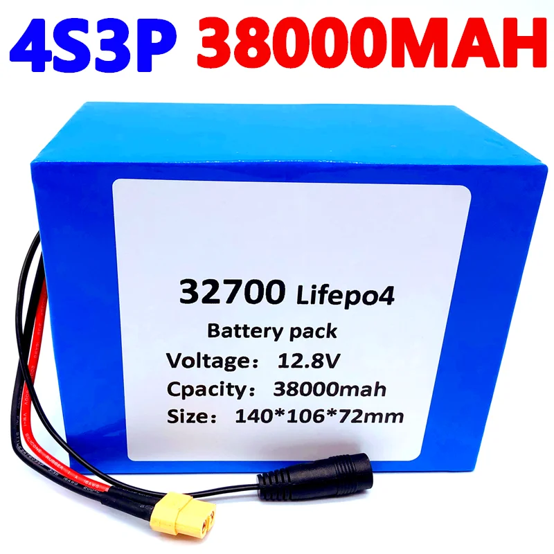 Lifepo4-Paquete de batería 4S3P, 32700 V, 38Ah, 4S, 40A, 100A, BMS equilibrado para barco eléctrico y fuente de alimentación sin interrupción, 12V, 12,8