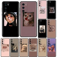 phone case for huawei p50 p50e p40 p30 p20 p10 smart 2021 pro lite 5g plus soft silicone case cover cartoon cute cats