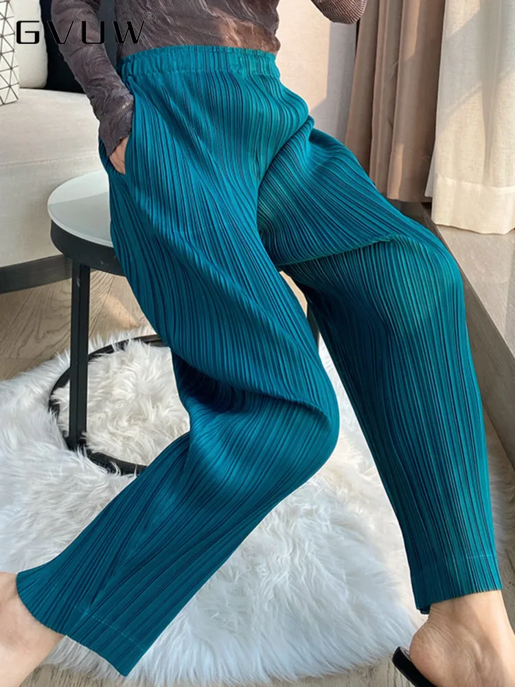 

Повседневные плиссированные брюки-карандаш GVUW, женские Однотонные эластичные свободные брюки с высокой талией, весна-осень 2023, новые модны...