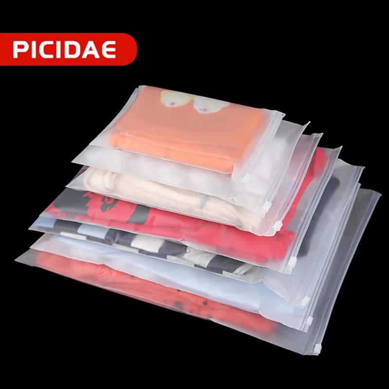 

50 Pieces Frosted Zipper Sealed Plastic Bags for Clothing Underwear Toys Towels Cosmetics Retail Packaging Ziplock Storage Bags