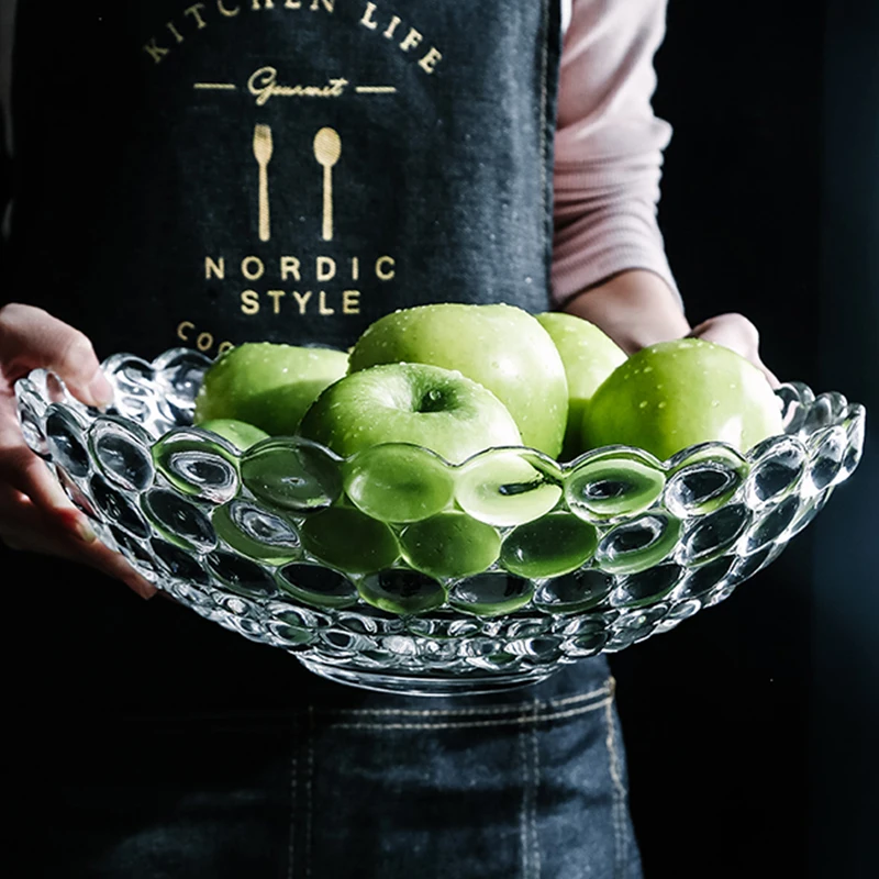 

Недорогой роскошный Стильный Стеклянный домашний тарелка для фруктов, чайный столик, простые современные прозрачные закуски, фруктовый го...