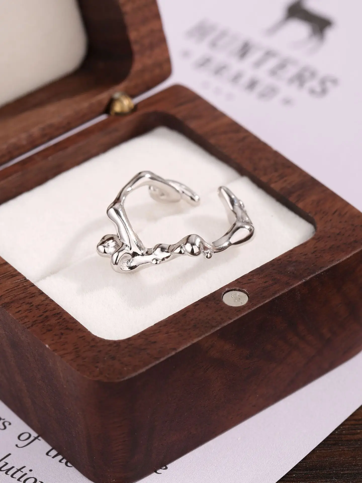 

Открытое кольцо «изогнутая ветка дерева» из чистого серебра 925 пробы с минималистичным дизайном для мужчин и женщин, Классический крутой стиль для обычного ношения