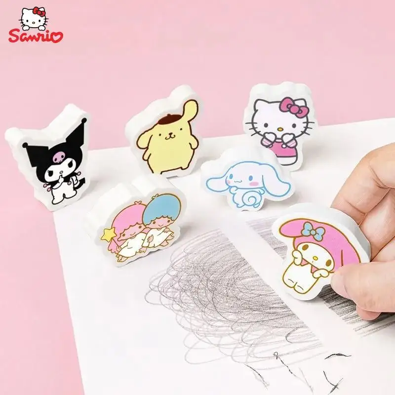 

Kawaii Sanrio, Hello Kitty My Melody Kuromi Cinnamoroll Pompompurin Star студенческий мультяшный ластик креативный подарок для детей