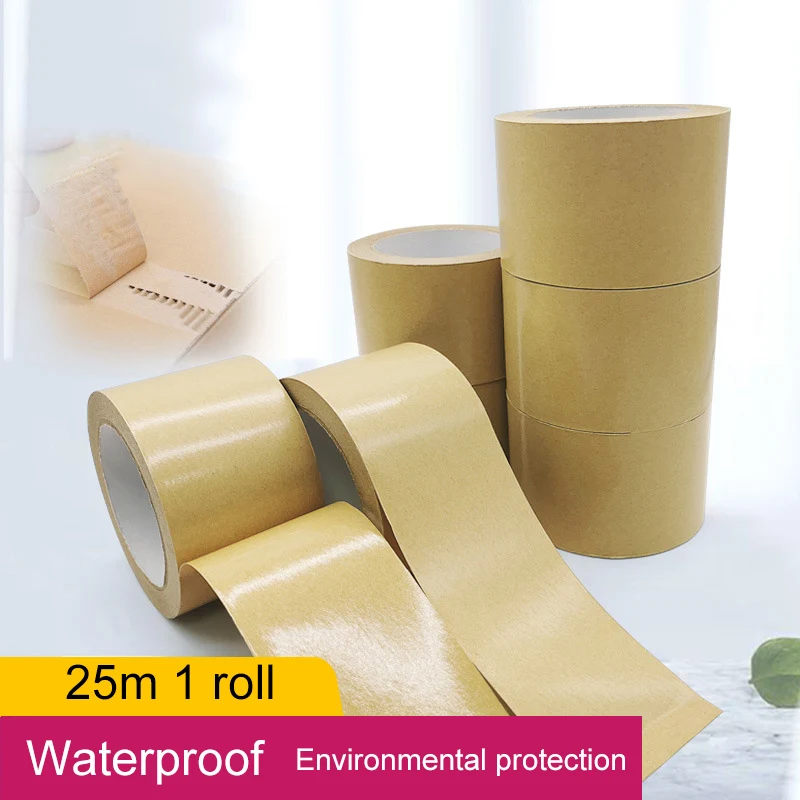 

High Adhesive Kraft Paper Tape Bundled Adhesive Paper Tapes Sealed Carton Painting Sticker For Packaging Tools 25m 1 roll