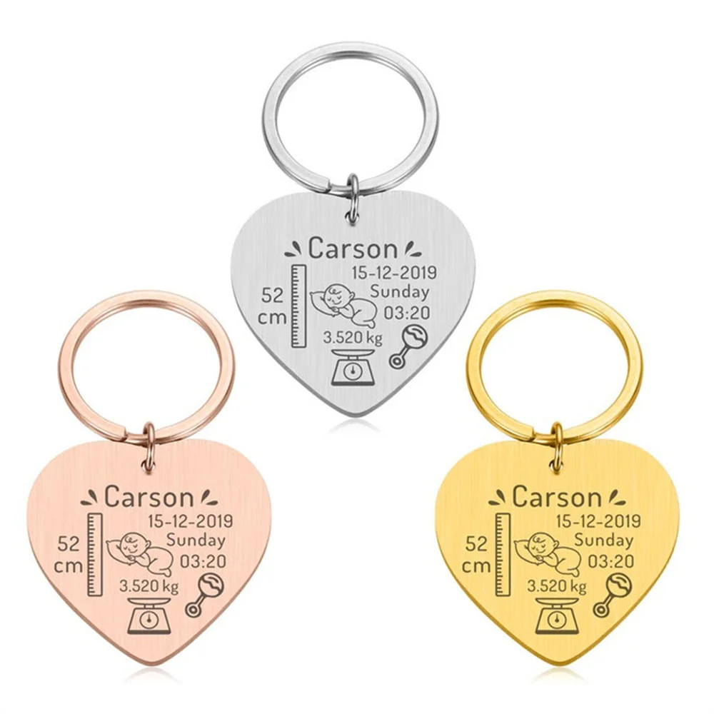 New Baby Keychain New Mom Gift Customized Baby Arrival Gift Personalized Keychain New Dad Customized Baby Name Birth Date Gift