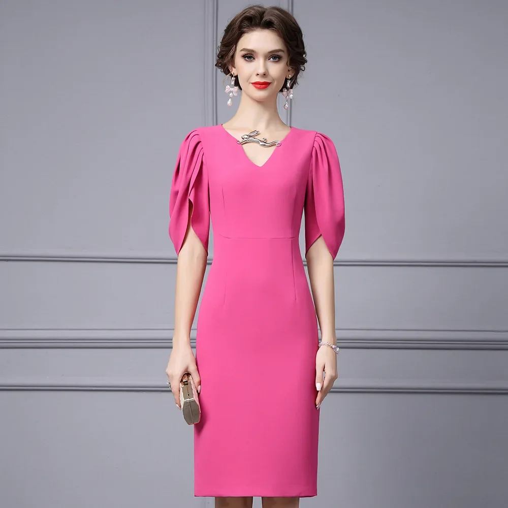 Элегантная облегающая юбка с пышными рукавами и v-образным вырезом на талии новое