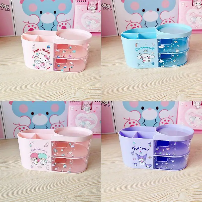 

Kawaii Hello Kittys мультяшный держатель для ручек Sanrios высокой емкости для студентов Творческий Рабочий стол многофункциональный