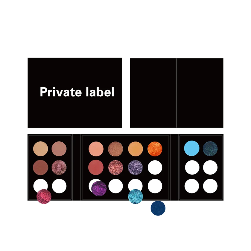 

24 Colors DIY Black Plate Double Door Eye Shadow Matte Glitter Shimmer for Options Long Lasting Private Label Custom Bulk