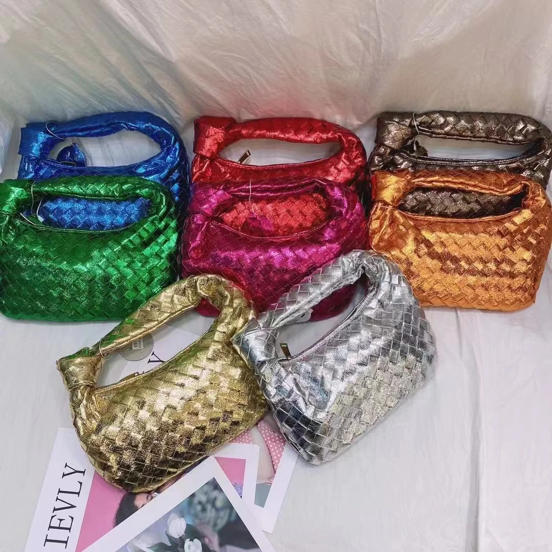 

2023 Hot Style Luxurious Hand Woven Women's For Bag Shining Woven Print Casual Fashion Shoulder Handbag Hobo Tote Bag