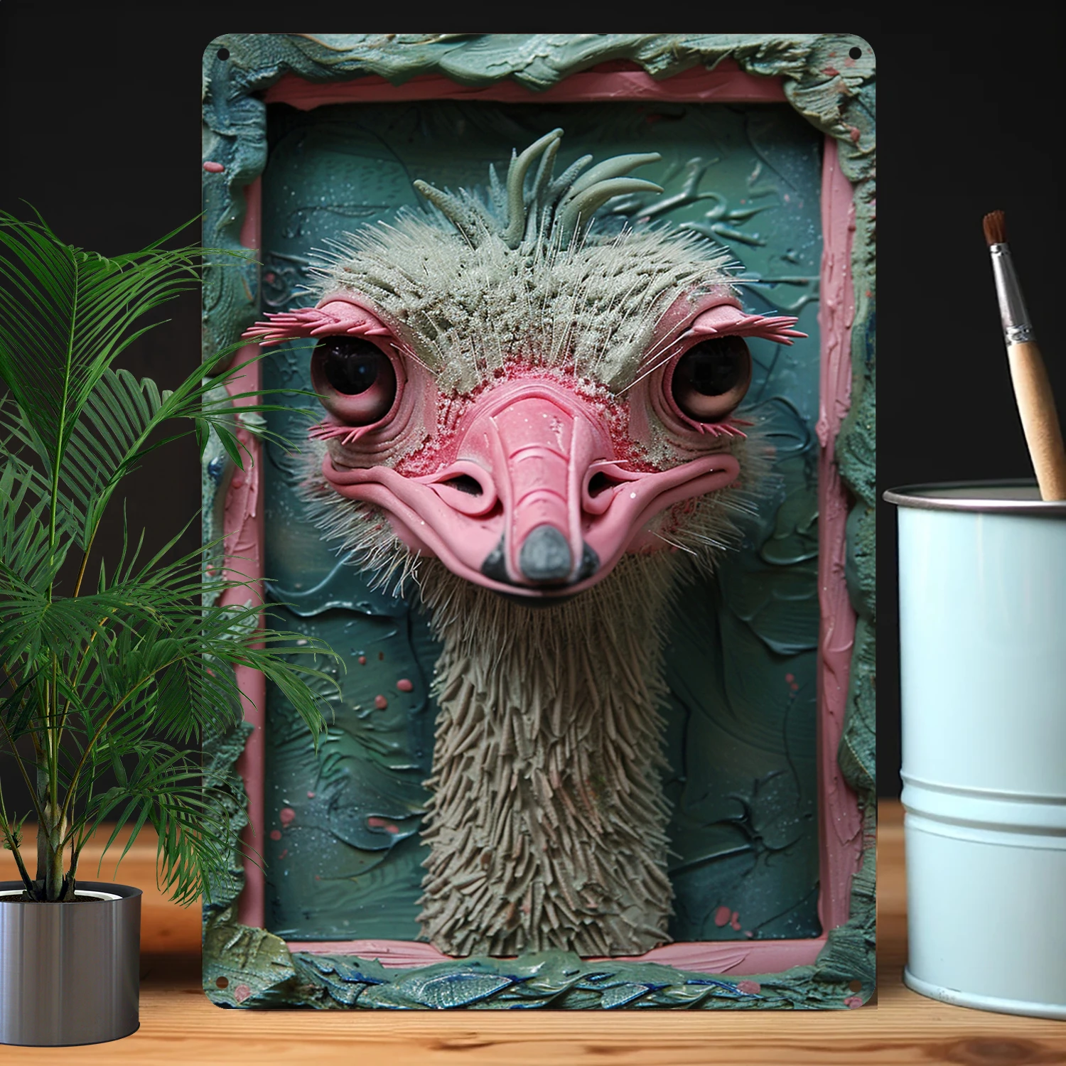 8x12 дюймов 2D Страусиная стена искусство: 100% Алюминий Материал 32% высокая прочность