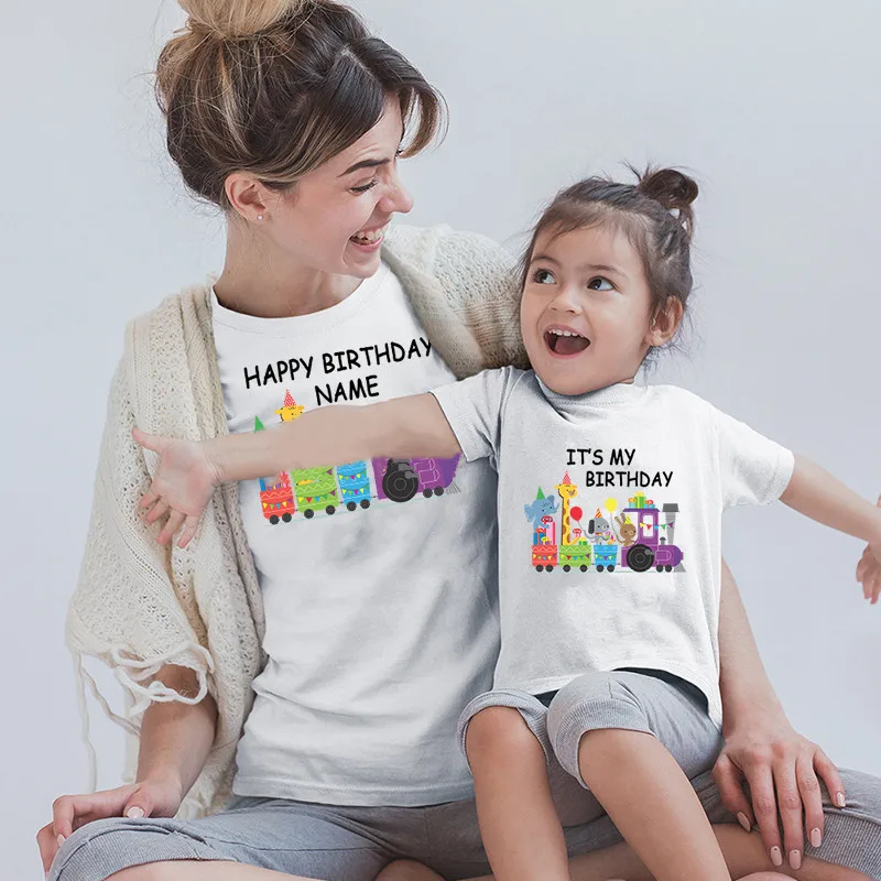 Одинаковая семейная одежда на день рождения футболка с именем заказ