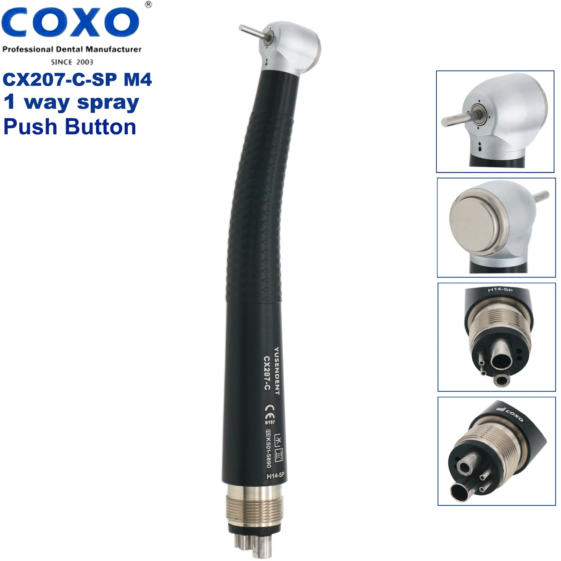 

COXO, стоматологический высокоскоростной цветной турбинный наконечник с 4 отверстиями