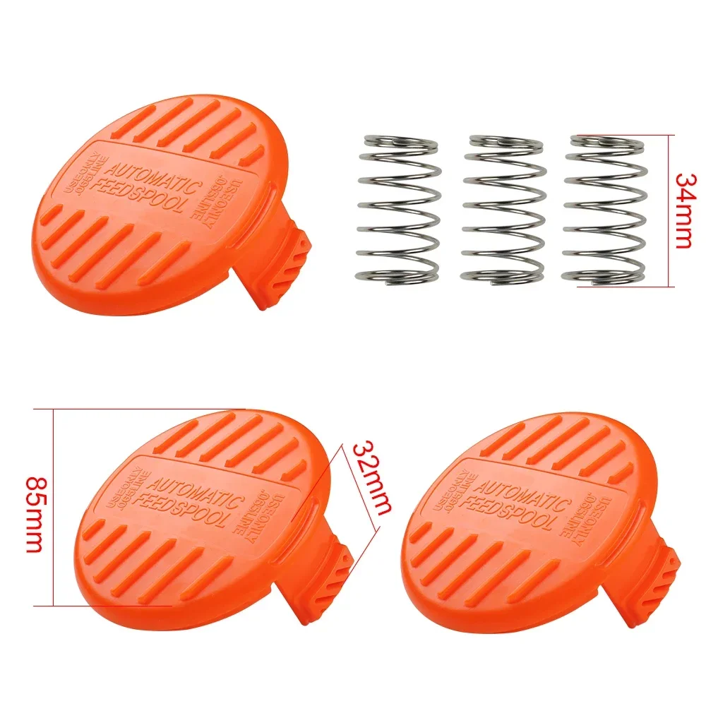 3 упаковки крышек лески триммера для струн крышки катушки и пружина Black & Decker