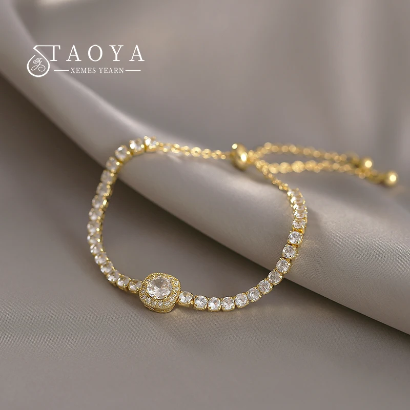 

Новинка 2022, роскошный инкрустированный циркониевый квадрат с возможностью регулировки, браслет с подвесками, изысканное Ювелирное Украшен...