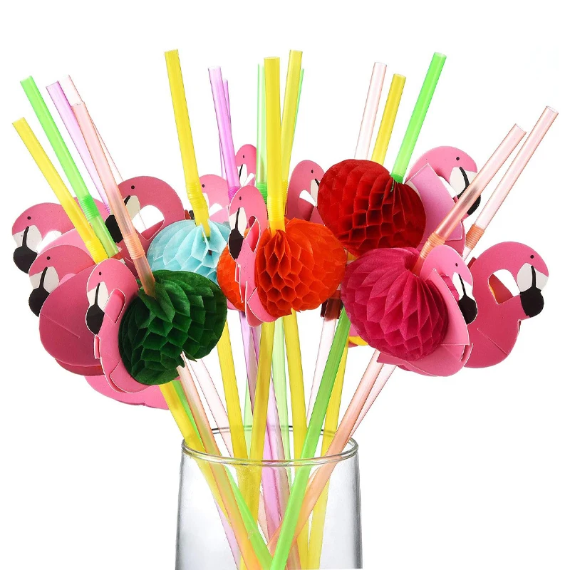 

Розовые пластиковые соломинки фламинго