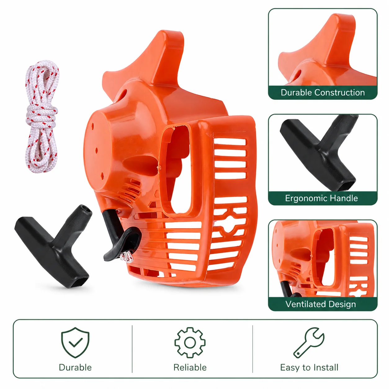 Фото Комплект ручки ручного стартера с тросом для Stihl FS55C FS55R FS55RC FS55T, замена 41401904009 41401953400, садовые инструменты №4