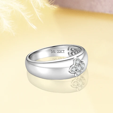 Anziw модное массивное широкое кольцо 925, муассанит, клевер, цветок, повязки на палец, толстые кольца для женщин, серебро S925, милые ювелирные изделия, сертифицированные