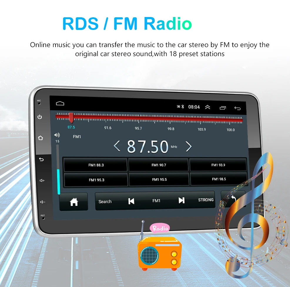 Автомагнитола Podofo CarPlay 1 Din Android с 10-дюймовым экраном |