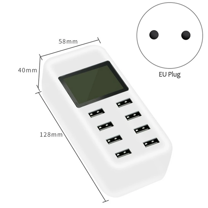 Умное зарядное устройство USB со светодиодным дисплеем 8 портов 40 Вт быстрая