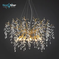 modern chandelier for living room decoration home crystal lamp pendant dining room luxurious gold design led light fixture e14