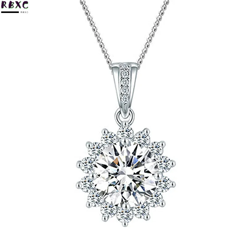 

RBXC Solitaire CZ Cubic Zirconia Delicate Dainty Box Chain Tibetan Silver S925 Heart Bezel Round Stone Pendant Necklace WN17