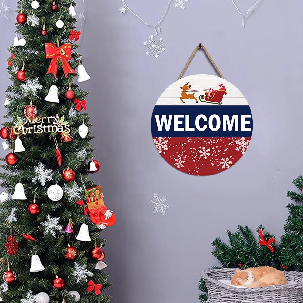 

Round Plaque Doorway Corridor Door Hanging Signs Home Wall Farmhouse Decor Ornament Wood Doorplate Christmas Decoration