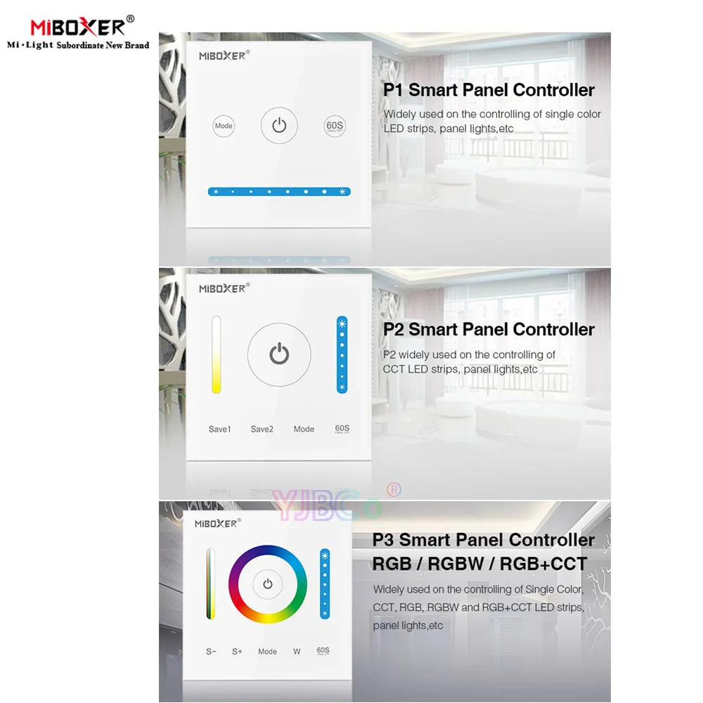 Фото Miboxer умная сенсорная панель с регулировкой яркости/CCT/RGB/RGBW/RGBCCT, светодиодная полоса, контроллер, 2,4G, Радиочастотный пульт дистанционного управления, Milight, регулятор яркости №5
