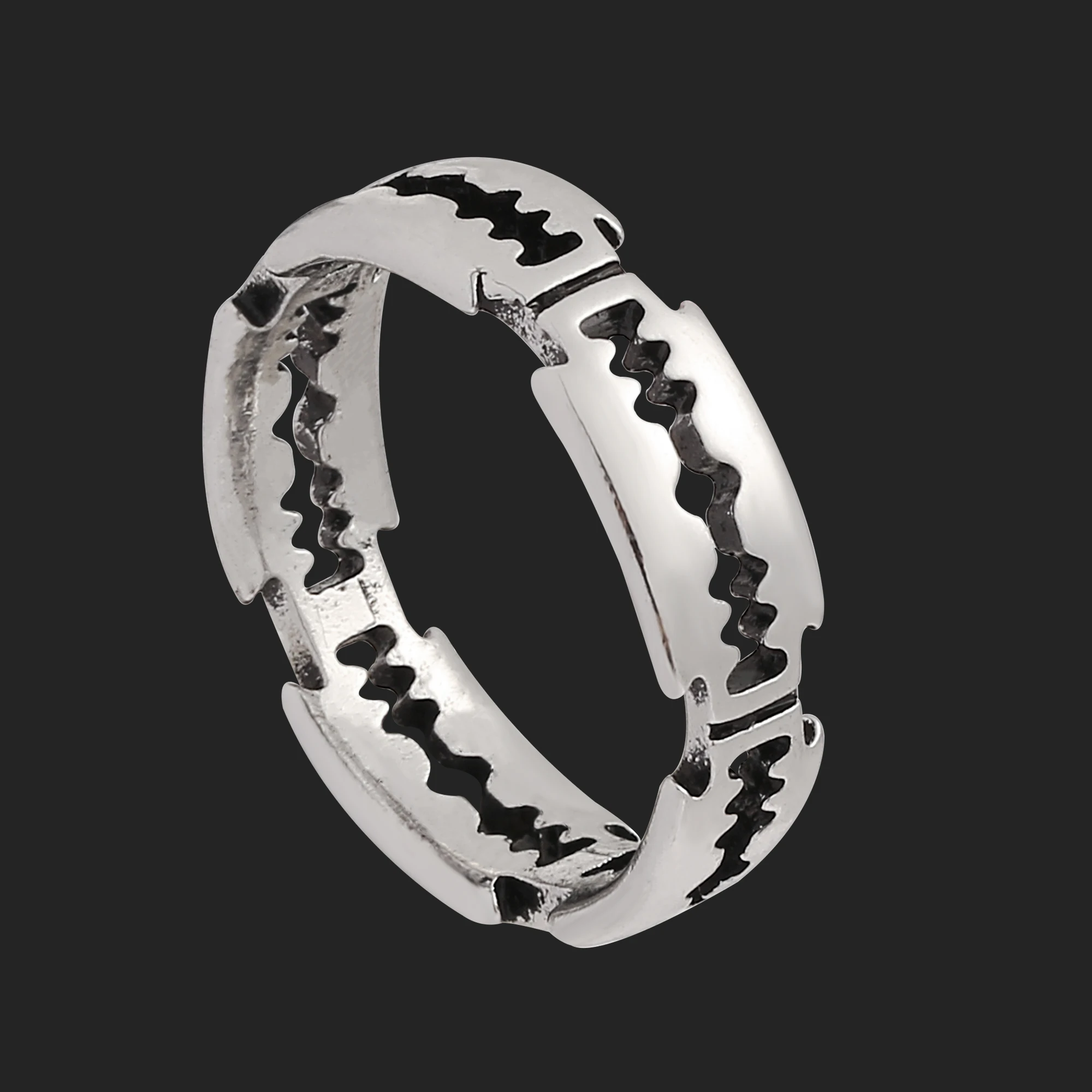 Blade Ring Silver Color Punk Man Women Ring Simple Cool Bar Rock Charm Jewelry Man Women Gifts