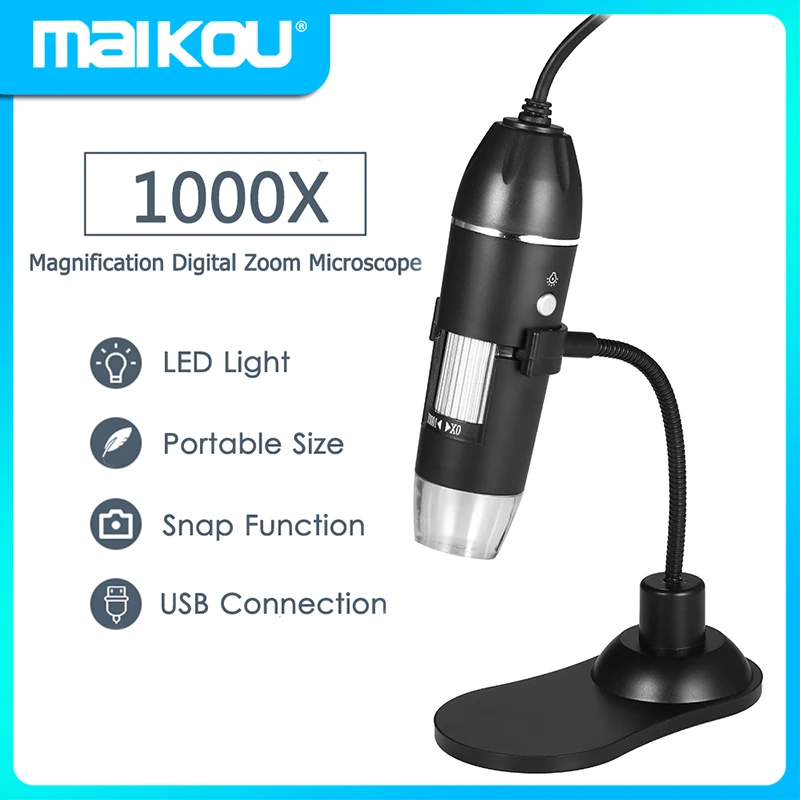 Цифровой USB-микроскоп A8 1000X 8 лампочек 0 3 МП электронный микроскоп эндоскоп с