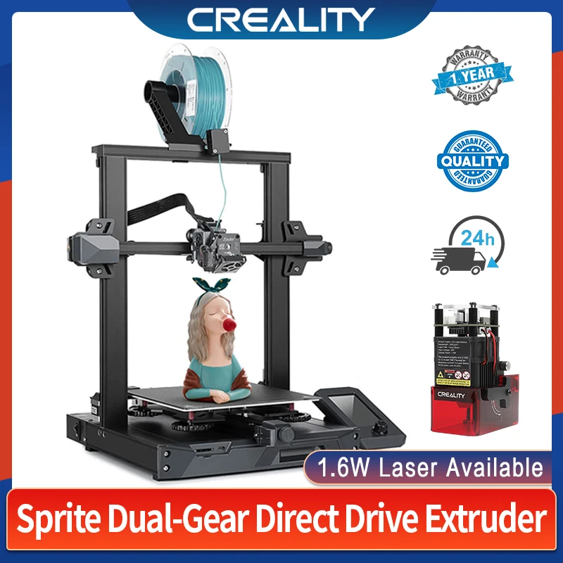 CREALITY Ender 3 S1 3D Printer Sprite Dual-Gear Direct Drive Extruder CR Touch Auto Bed Leveling Silentboard Dual Z-axis Screws