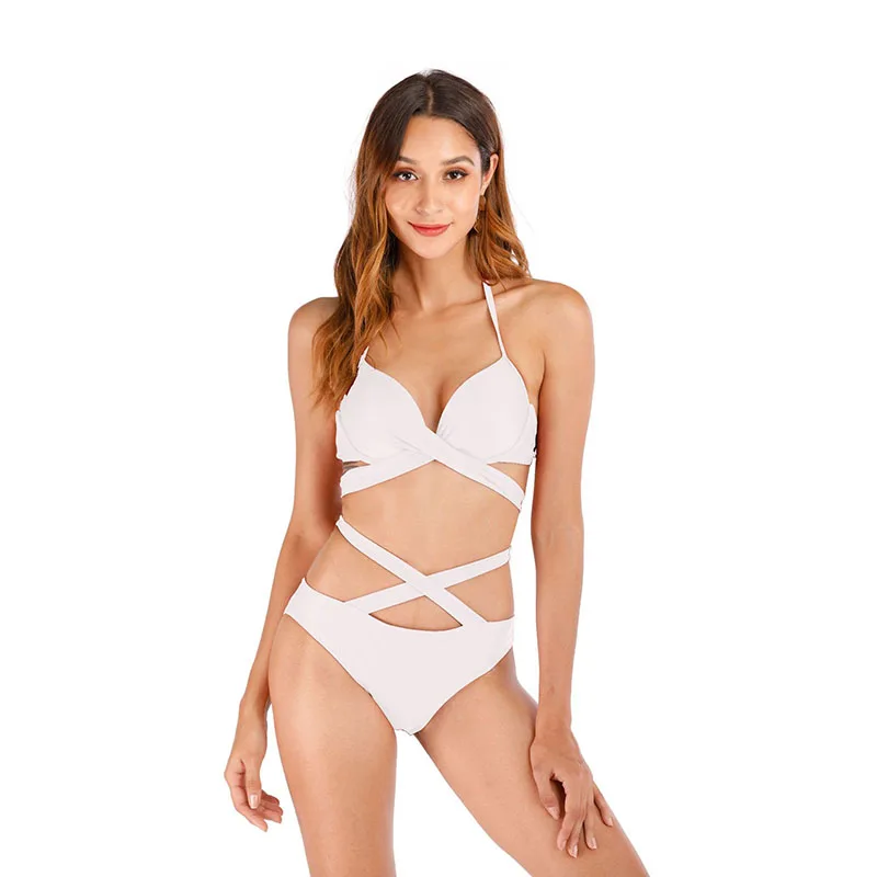 

Купальный костюм для женщин, бикини, сексуальный купальник, бандажный женский купальник, бразильский купальник с высокой талией, 2 шт./компл.