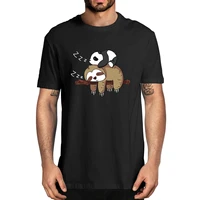 100 cotton panda lying on a sloth sleep cute printed summer womens novelty t shirt eu size streetwear high quality soft tee