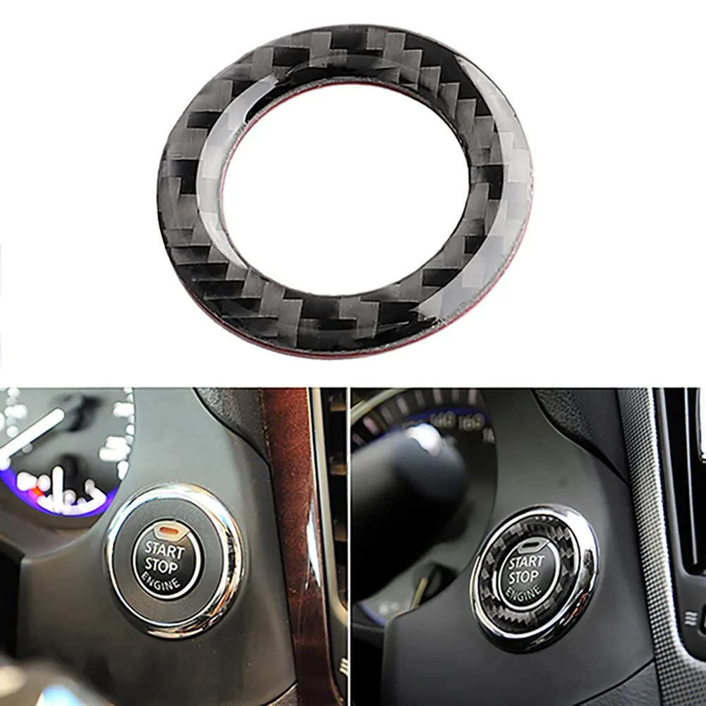 

1x Carbon Fiber Car Tools Engine One-Key Start Stop Push Button Ring Trim Switch Cover Adornment For Infiniti Q50/Q60 2014 -2019