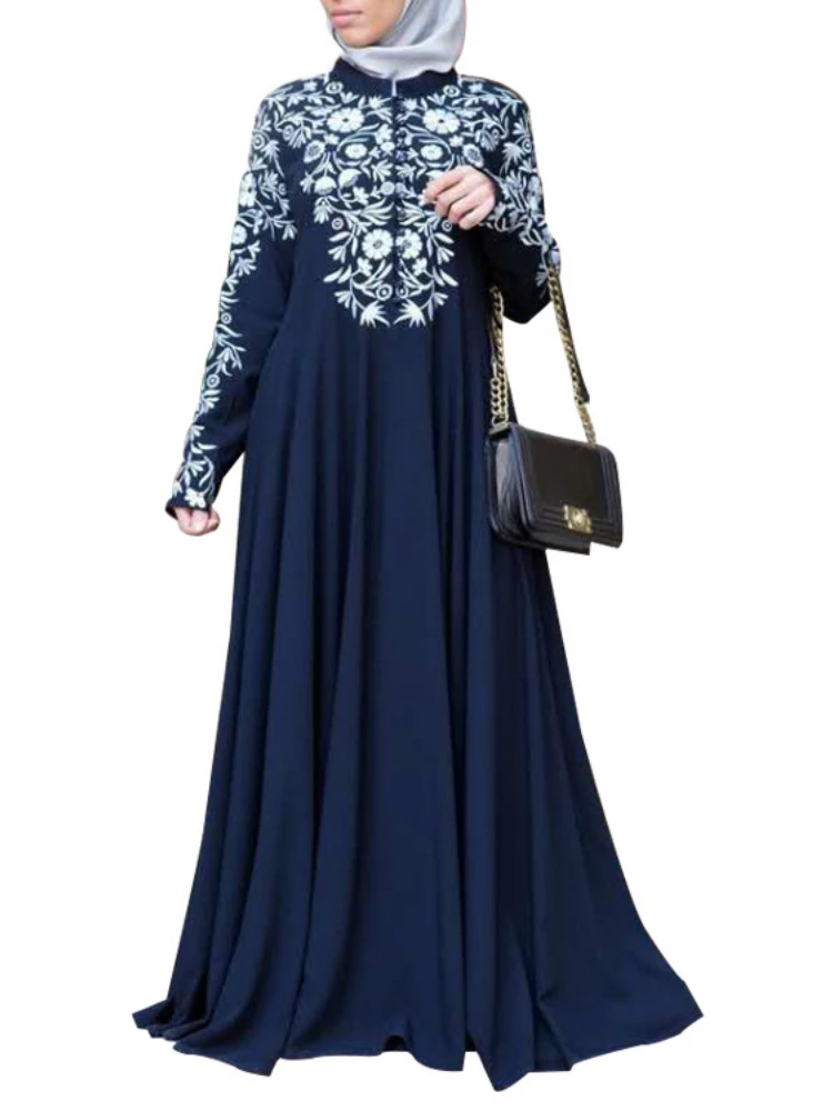 Muslim Maxi Long Dress S-5XL Kaftan Abaya Dubai Turkey European Islam Plus Size Clothing African Dresses for Women Vestidos