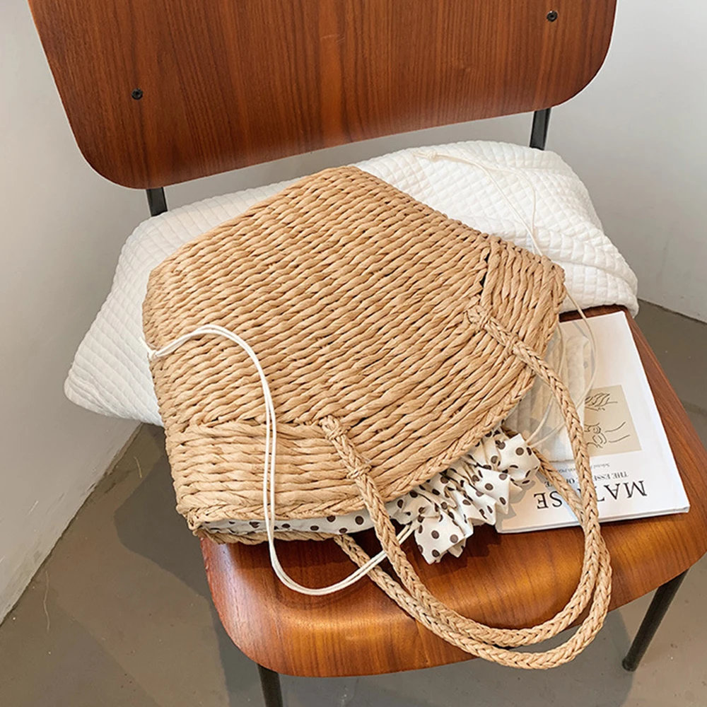 Rattan Basket Bags for Women Summer Bohemian Large Woven Straw Bags Handbags and Purse Big Travel Bali Beach Bag Shoulder Bag