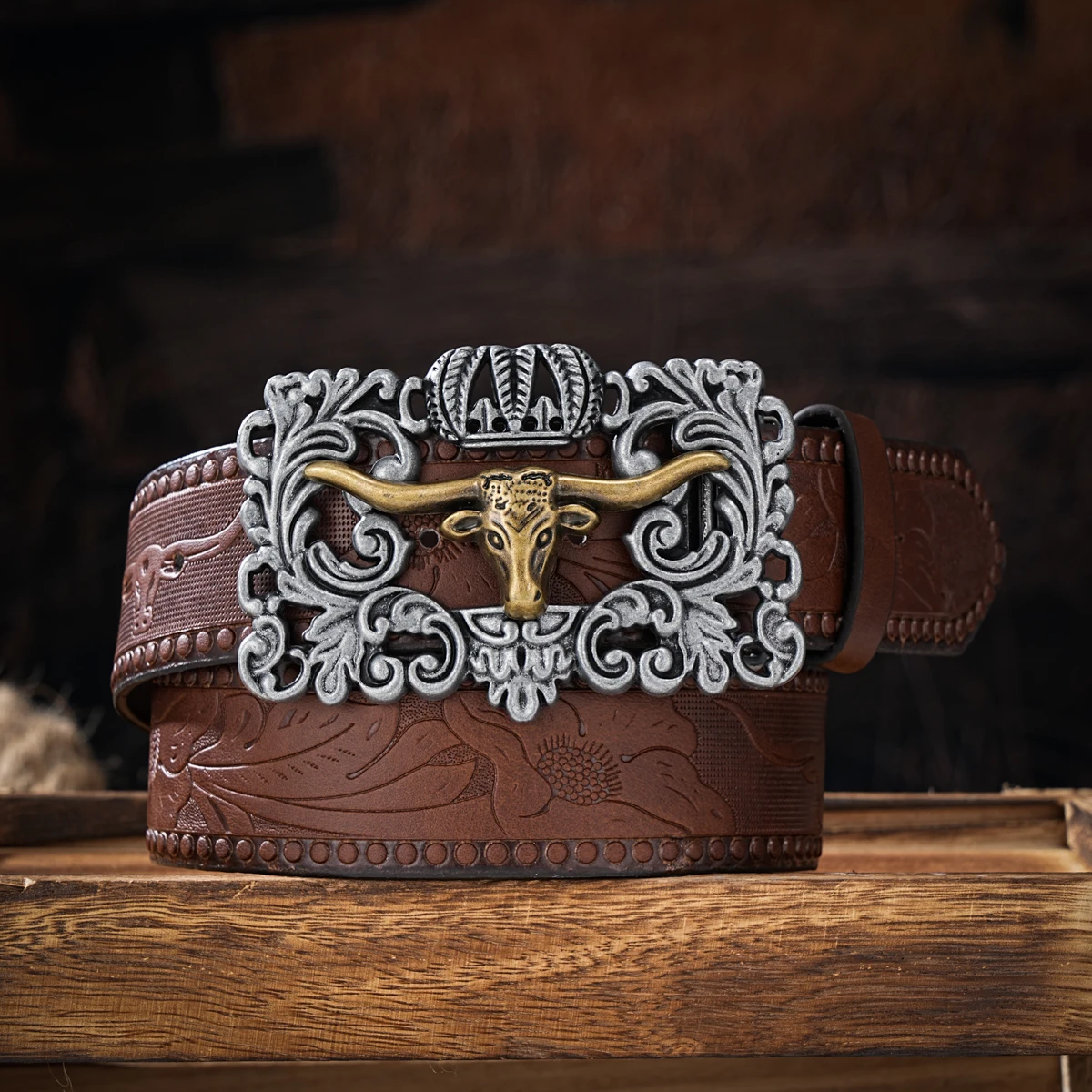 Ремни Унисекс В Западном Ковбойском Стиле Винтажный Ремень Из Искусственной