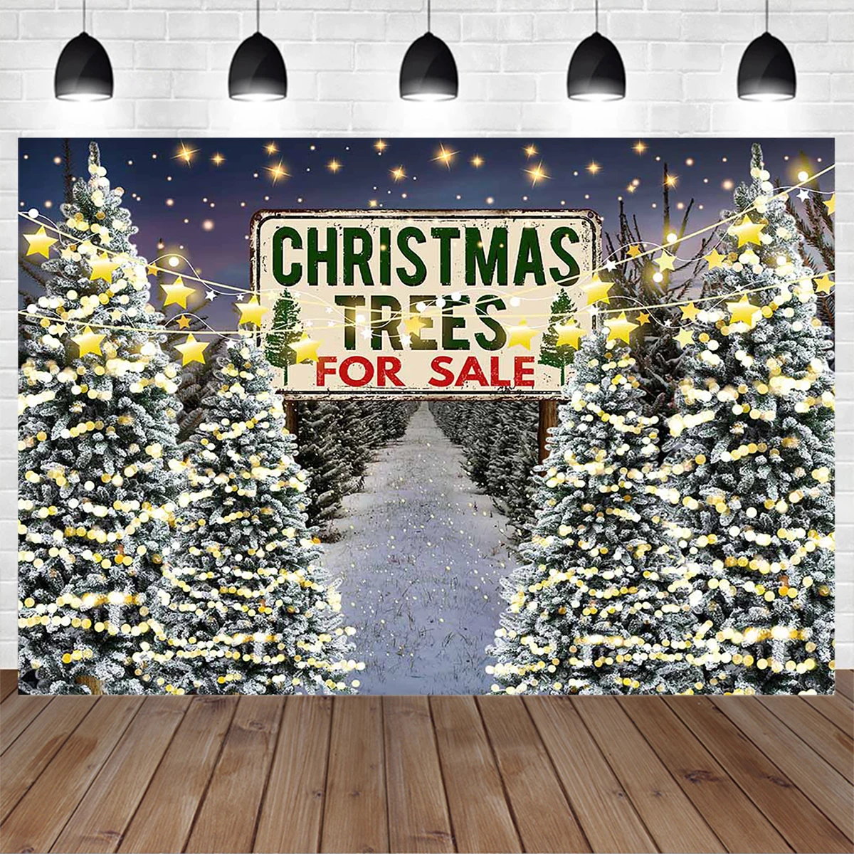 

Mocsicka Christmas Tree Shop Backdrop Photography Winter Night Pine Forest Decoration Photo Prop Family Baby Portrait Background