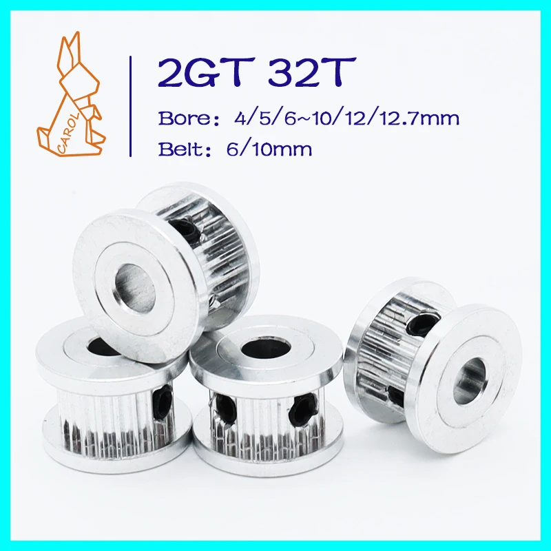 

32Teeth 2GT Idler Timing Pulley Bore 4/5/6~10/12/12.7mm Belt Width 6/10mm 3D Printer GT2 32T Synchronous Wheels Tensioning Idler