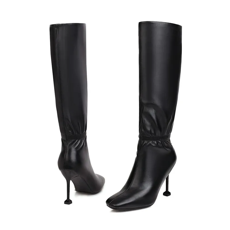 

Большие размеры; Сезон осень-зима; Ботинки больших размеров; Квадратные носки; Женские зимние ботинки на тонком каблуке; Светильник