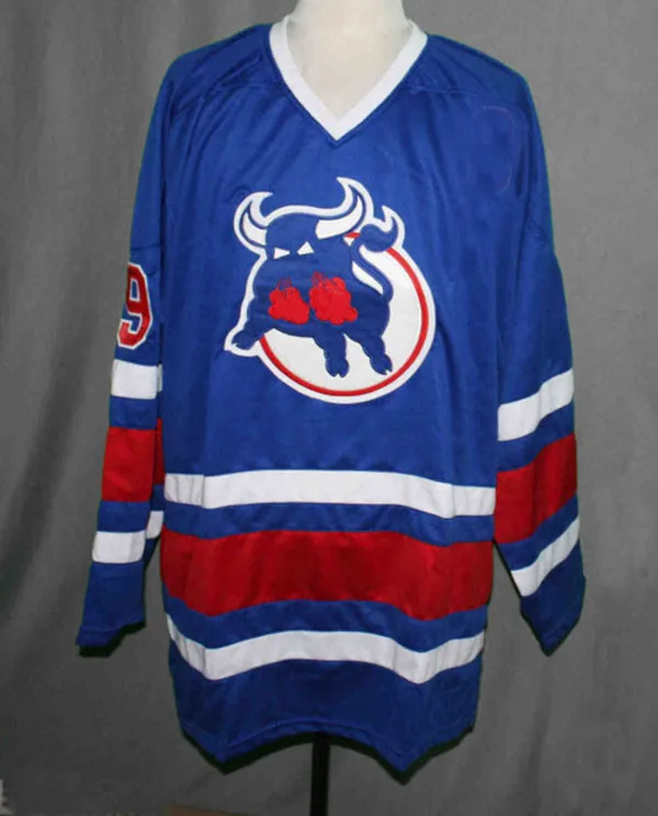 

Birmingham #9 MICHEL GOULET Bulls Hockey Jersey Embroidery Stitched Customize any number and name Jerseys