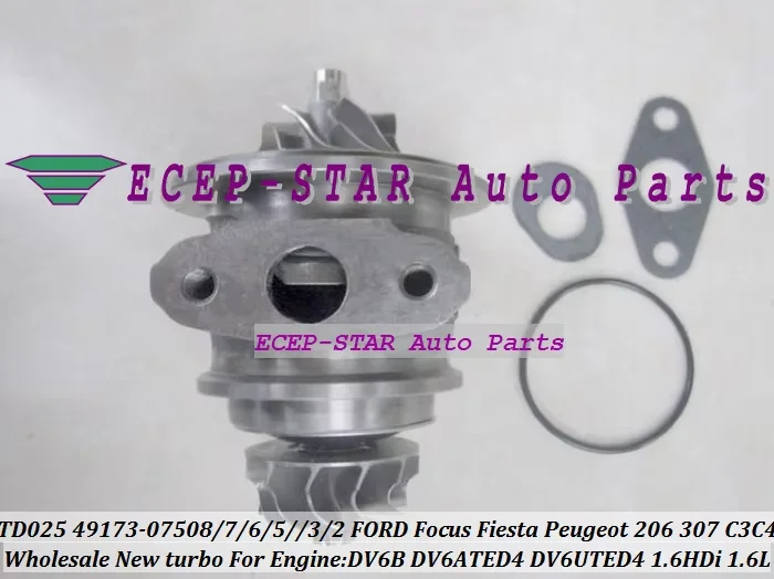 Фото Бесплатная доставка: Турбокартридж CHRA TD02 49173-07508 0375N5 для Ford Focus, Fiesta, C-MAX; Peugeot 207, 307, Berlingo; Citroen C3, C4 №2