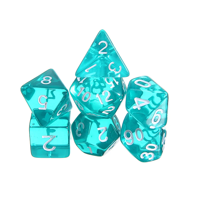 

Mayitr 7Pcs Green Translucent Polyhedral Dices D4 D6 D8 D10 D12 D20 Digital Dices With Bag Set For Board Games