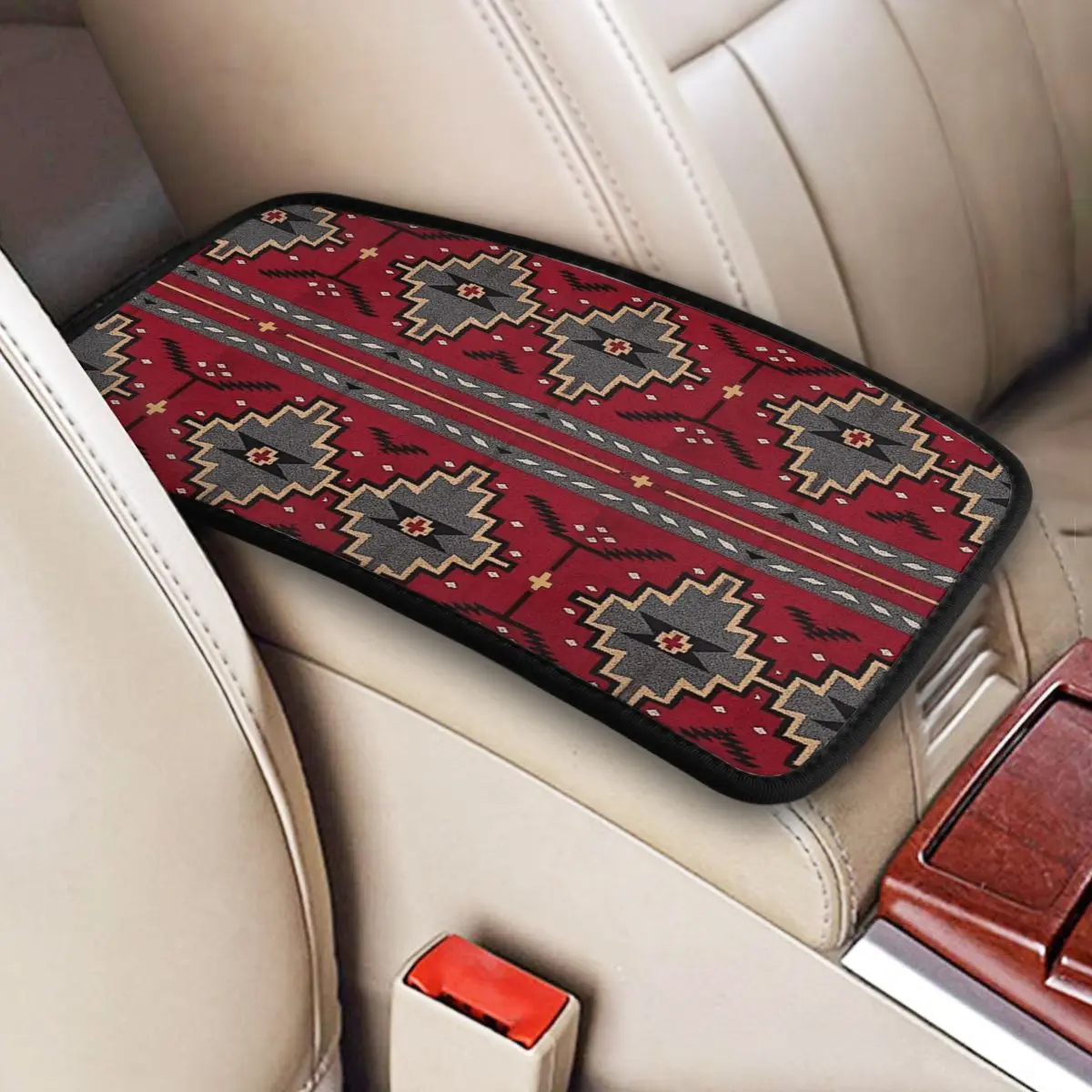 

Four Seasons Car Armrest Cover Mat Aztec Holiday Waterproof Center Console Cover Pad Tribal Mayan Ethnic Auto Interior