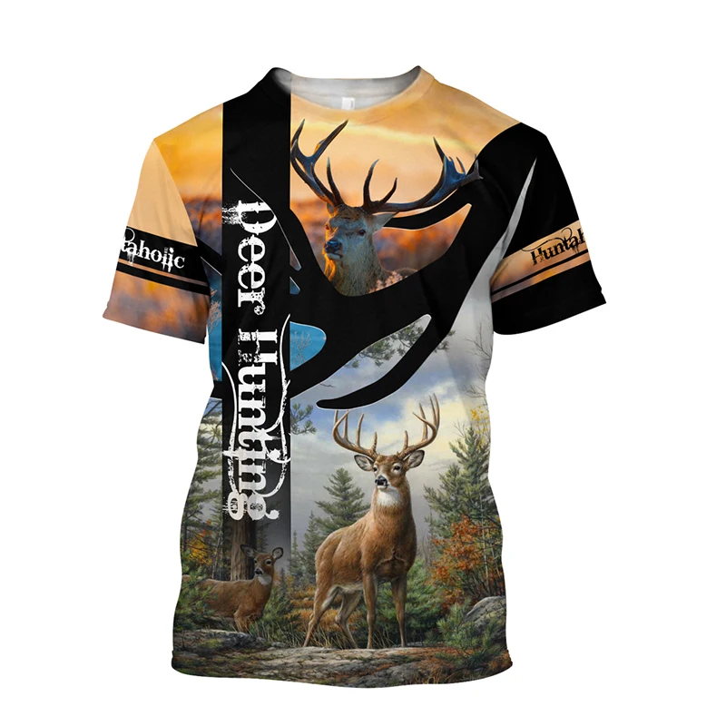 

Камуфляжная охотничья 3D футболка, уличная летняя повседневная мужская футболка, модный уличный Женский пуловер, футболка с коротким рукавом