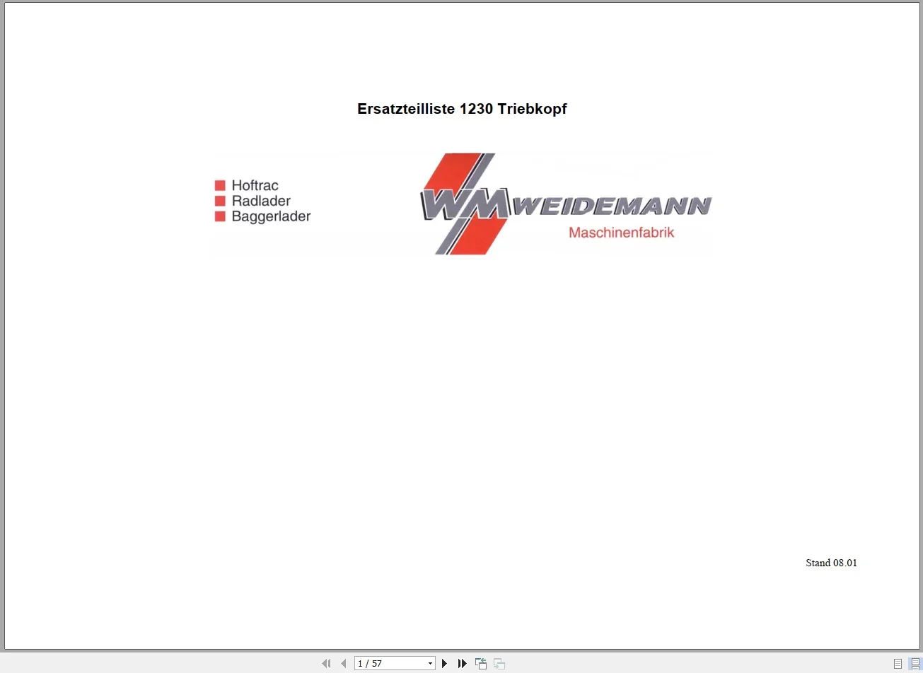 Каталог запасных частей тяжелого оборудования Weidemann 7 83 ГБ DVD Multi Languages