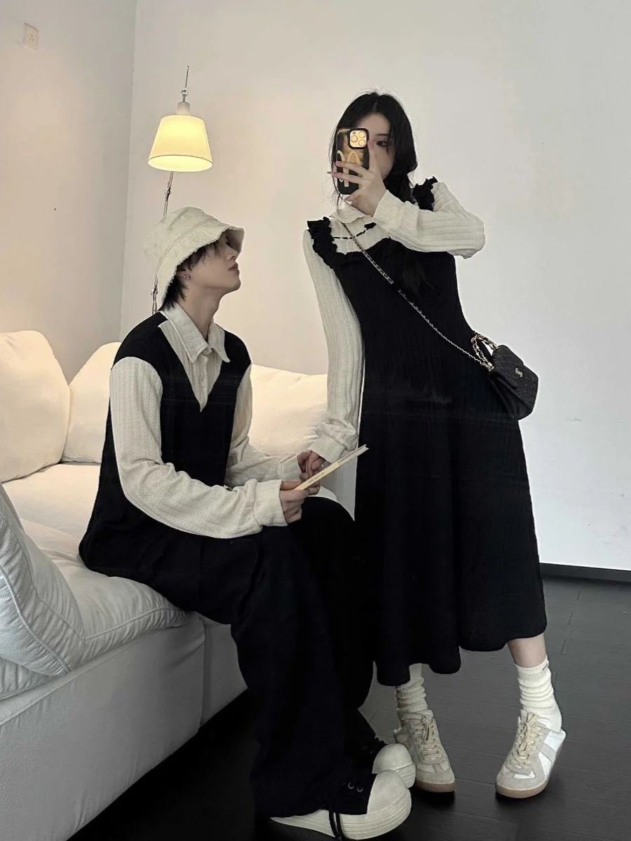 2024 новый образ для пары осенне-зимняя юбка одежда свитер искусственный дизайн из